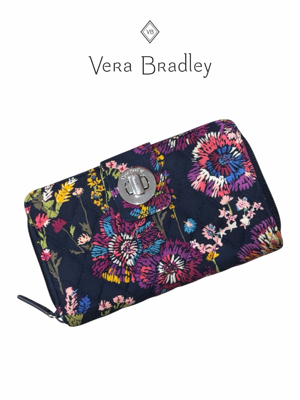 Vera Bradley Midnight WildflowersTurnlock‎ Zip Around Wallet